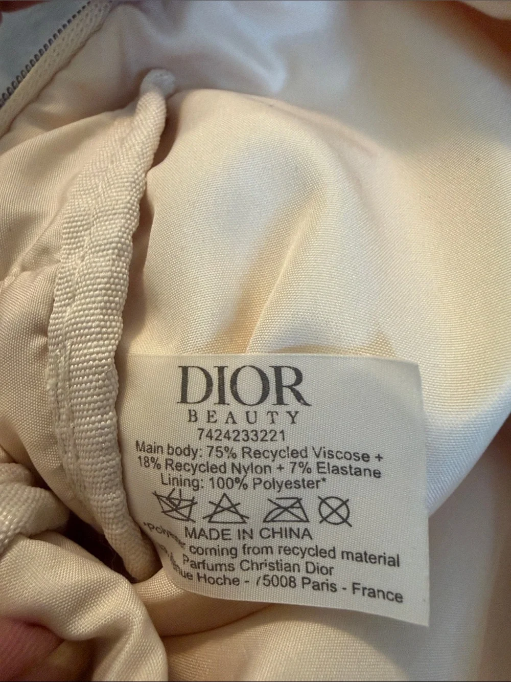 Dior Cream CD Logo Cosmetic Pouch